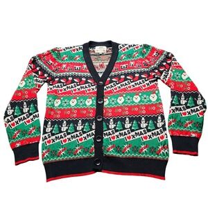 Daisys Boutique Christmas Cardigan Small Multicolor Fair Isle Holiday Sweater